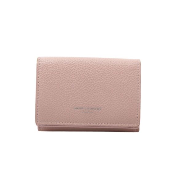 Saint Laurent Pink Grained Leather Tri-Fold Wallet – Authentic, Pre-Owned - Picture 1 of 11
